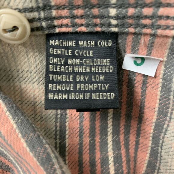 RRL by RALPH LAUREN Size S Pink Beige Cotton Plaid Blouse - Picture 5 of 5